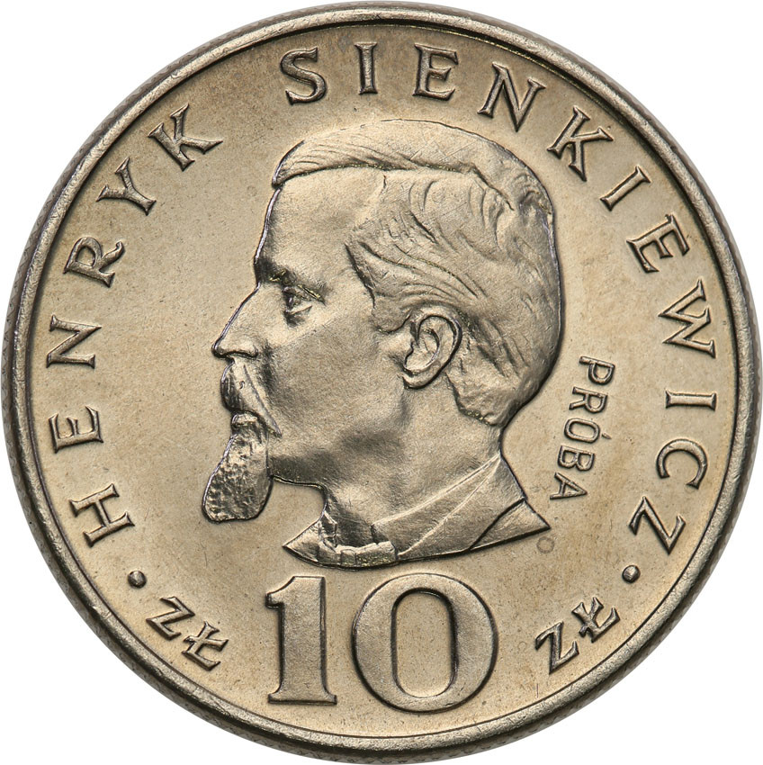 PRL. PRÓBA Nikiel 10 złotych 1974 Sienkiewicz